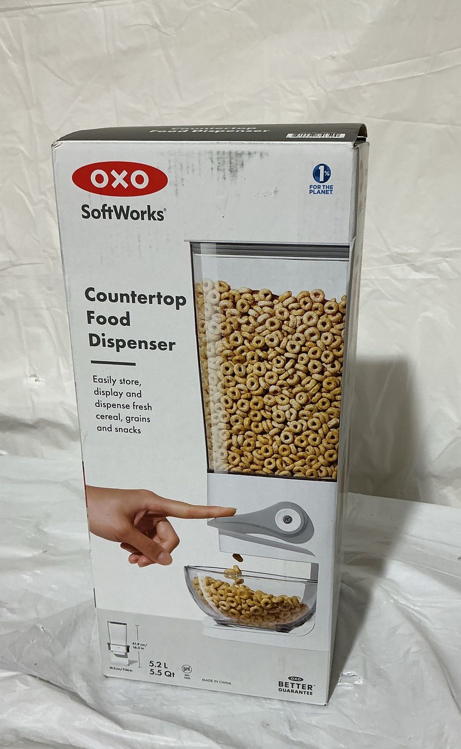 OXO SoftWorks Countertop Food Dispenser – 5.5 Qt Cereal &amp; Snack Container used good condition