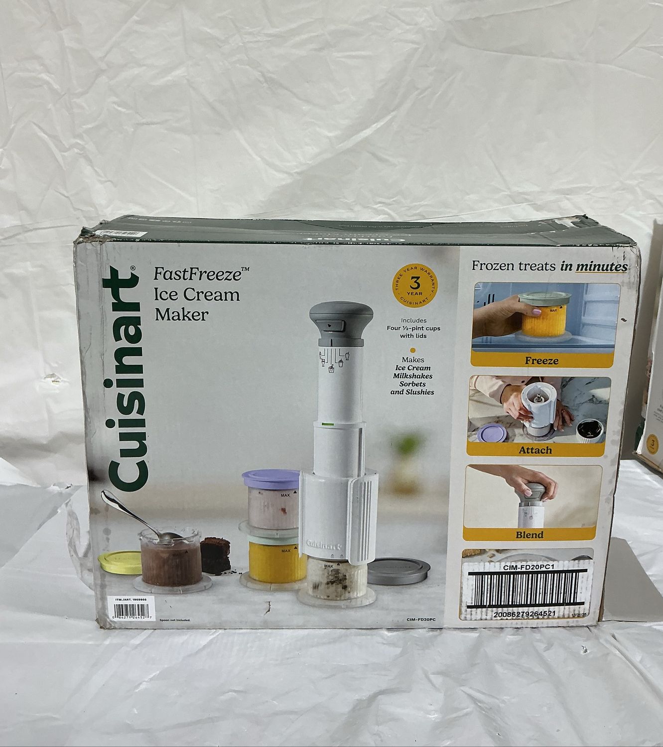 Cuisinart FastFreeze Ice Cream Maker – Frozen Treats in Minutes (4 Cups Included) 