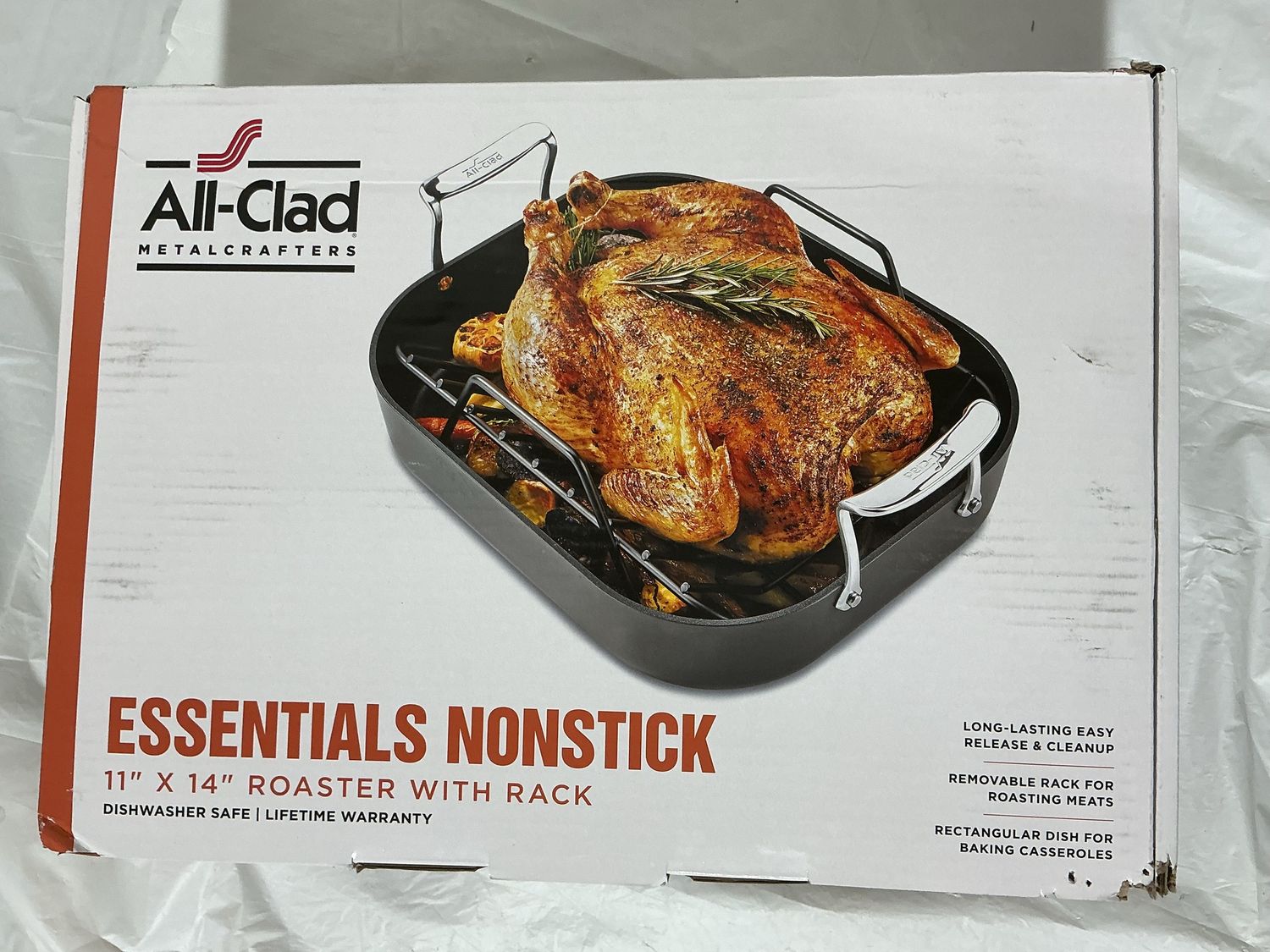 All-Clad Essentials Nonstick Roaster with Rack – 11” x 14” Rectangular Pan like new