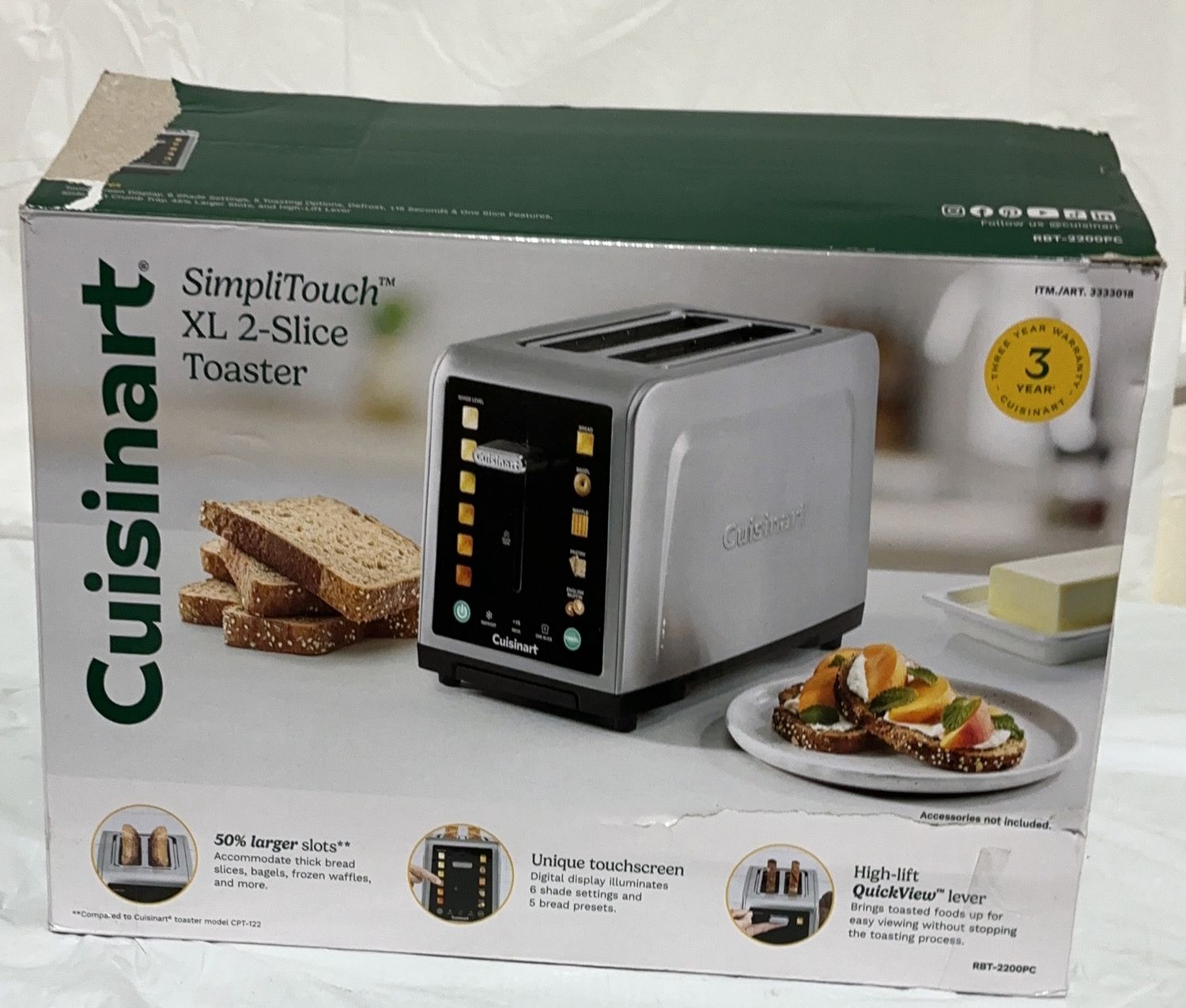Cuisinart SimpliTouch XL 2-Slice Toaster – Touchscreen – Extra Wide Slots