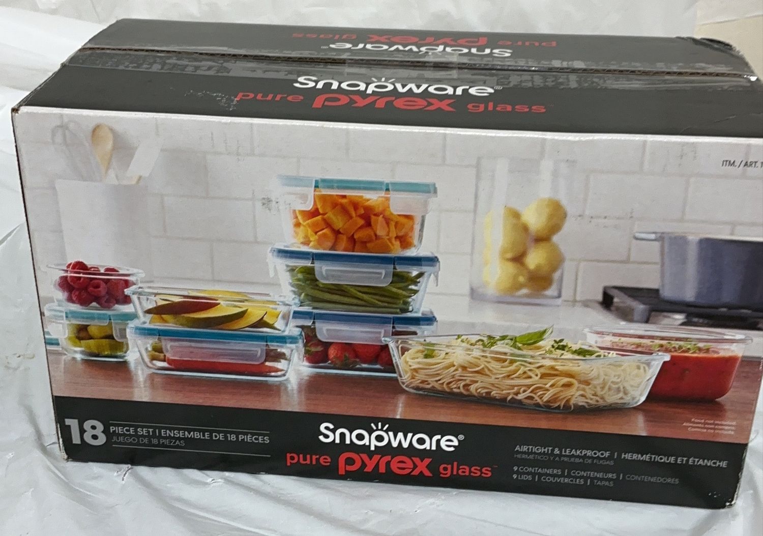 Snapware Pure Pyrex Glass Food Storage Set – 18 Piece Airtight &amp; Leakproof used good condition