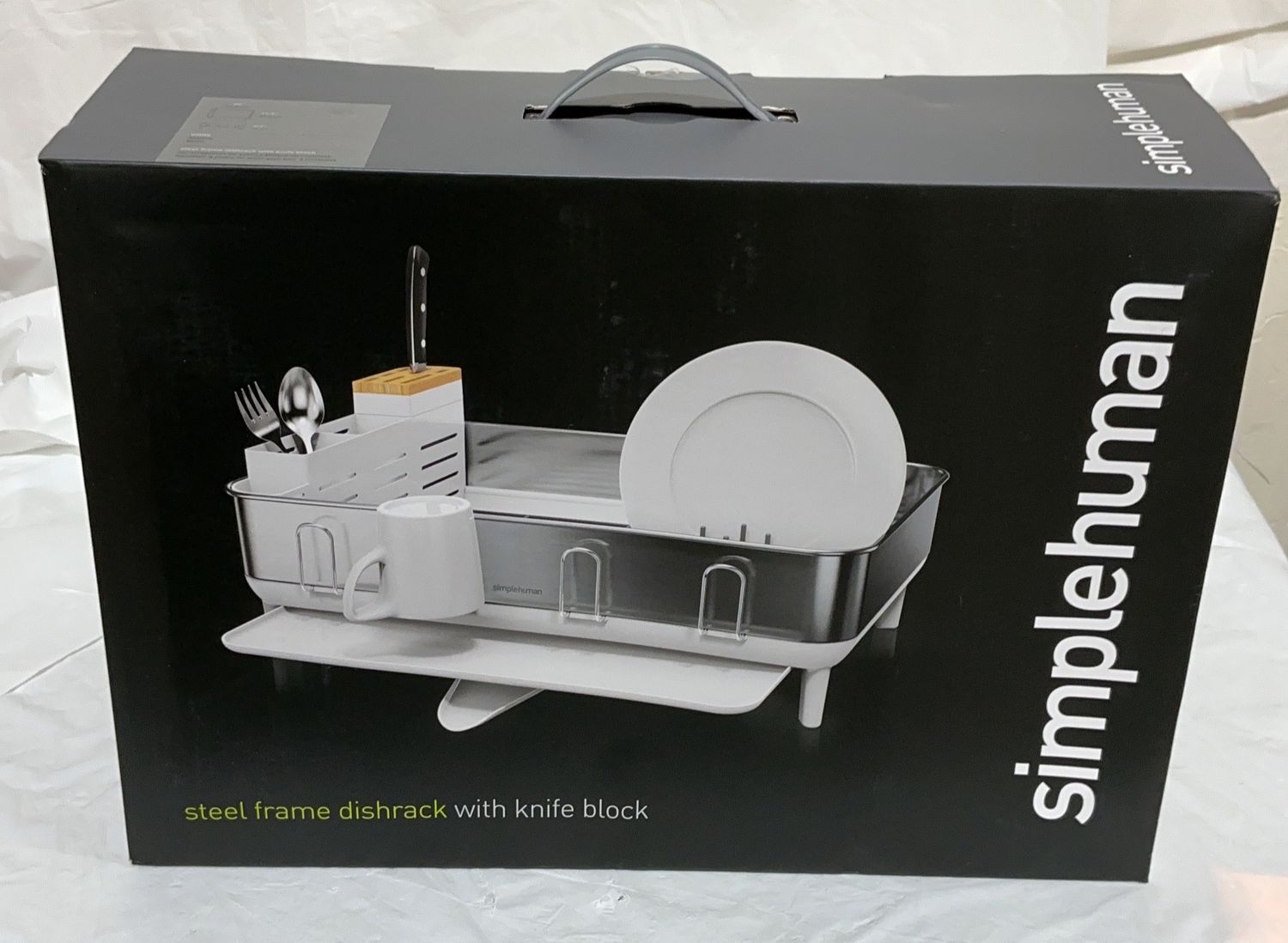 simplehuman Steel Frame Dish Rack with Knife Block – Premium Stainless Steel Drying Rack