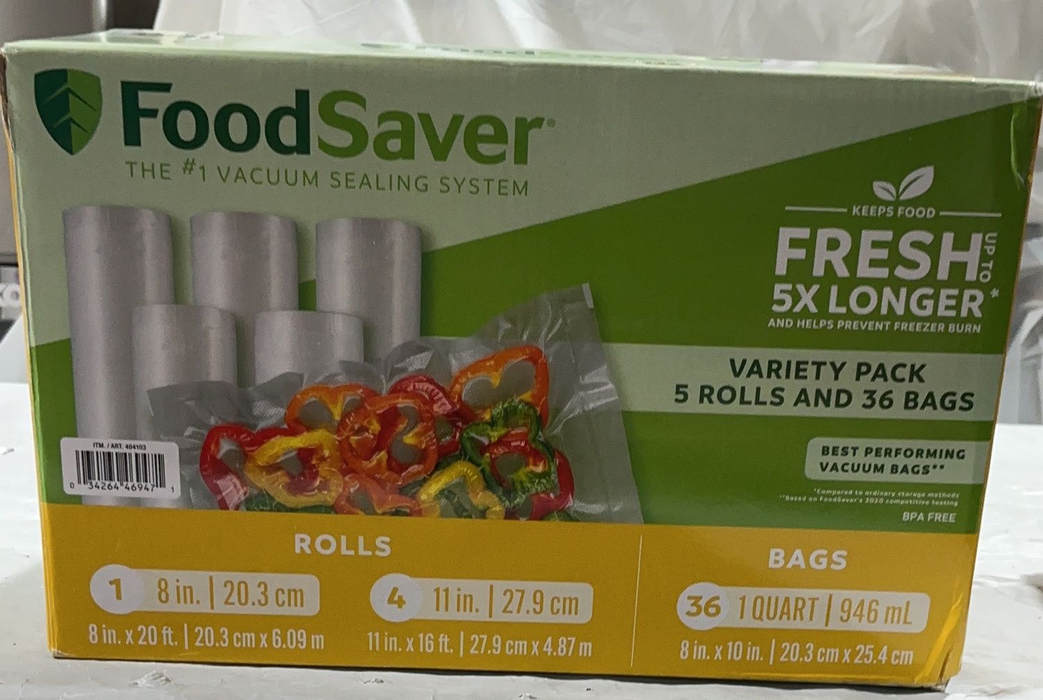 FoodSaver Vacuum Sealer Bags &amp; Rolls Variety Pack – 5 Rolls + 36 Bags