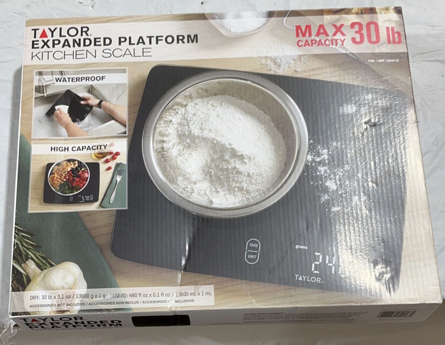 Taylor 30 lb Expanded Platform Digital Kitchen Scale – Waterproof like new