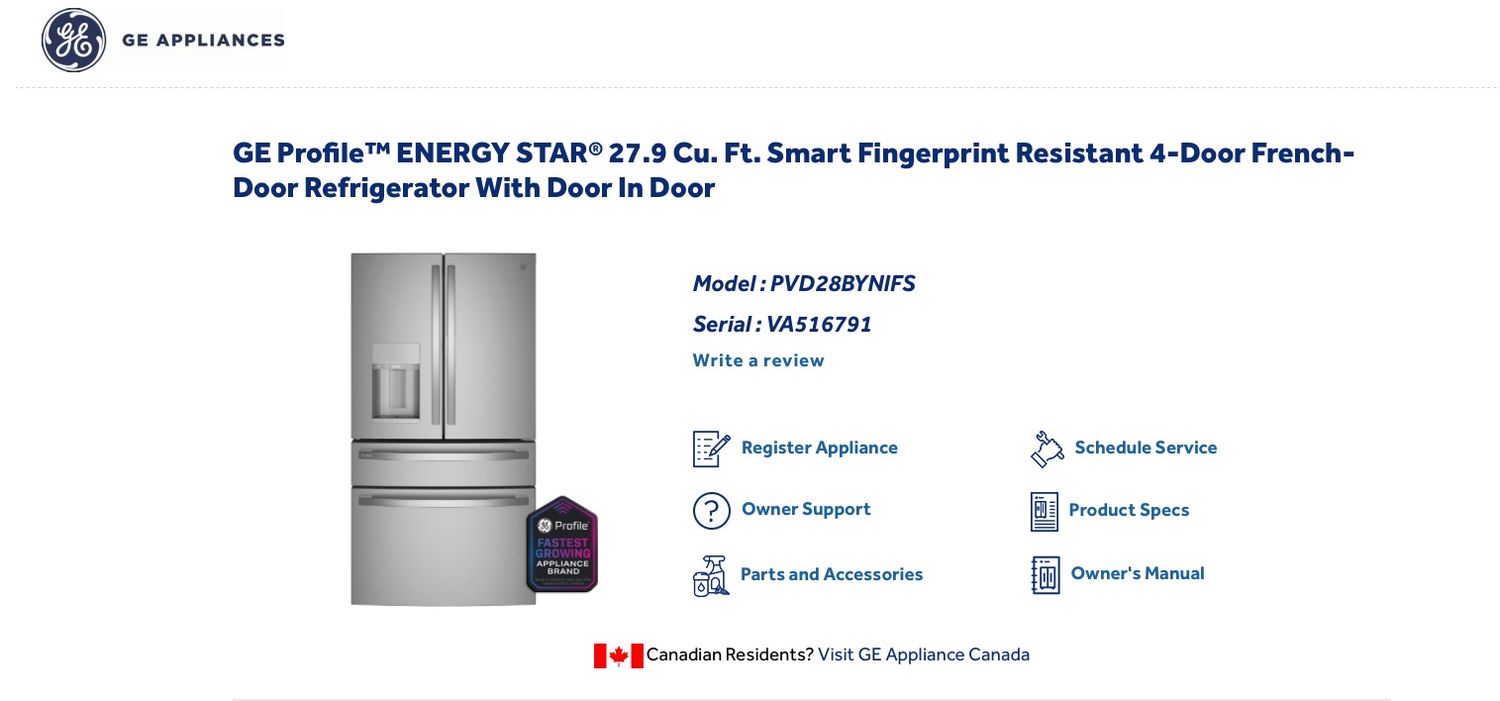 GE Profile 27.9 Cu Ft Smart 4-Door French Door Refrigerator w/ Door-In-Door – Stainless