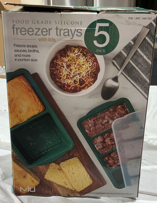 MIU Silicone Freezer Trays with Lids – 5 Pack Meal Prep Portion Containers like new