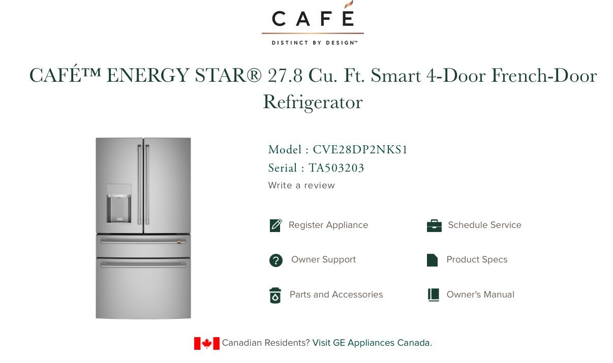 Café 27.8 Cu Ft Smart 4-Door French Door Refrigerator w/ Hot Water – Stainless