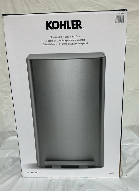 Kohler 45L Stainless Steel Semi-Round Step Trash Can used good condition  – 11.8 Gallon