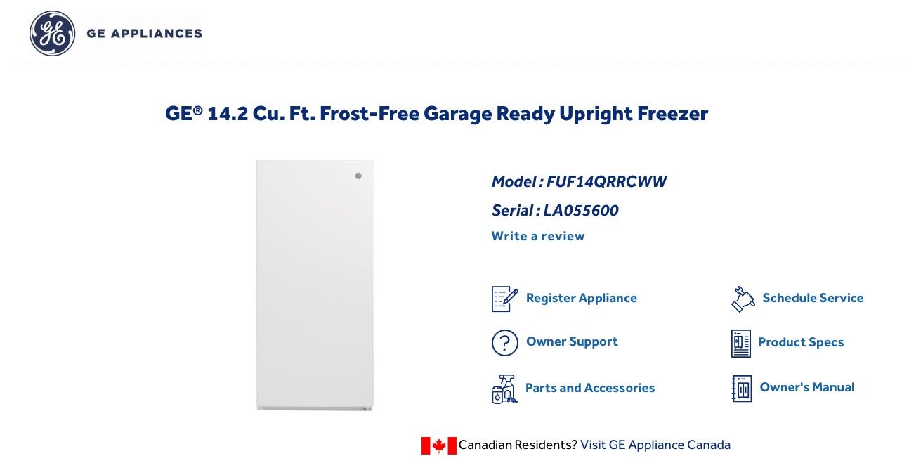 GE 14.2 Cu. Ft. Frost-Free Garage Ready Upright Freezer – FUF14QRRCWW – Open Box – Good Condition