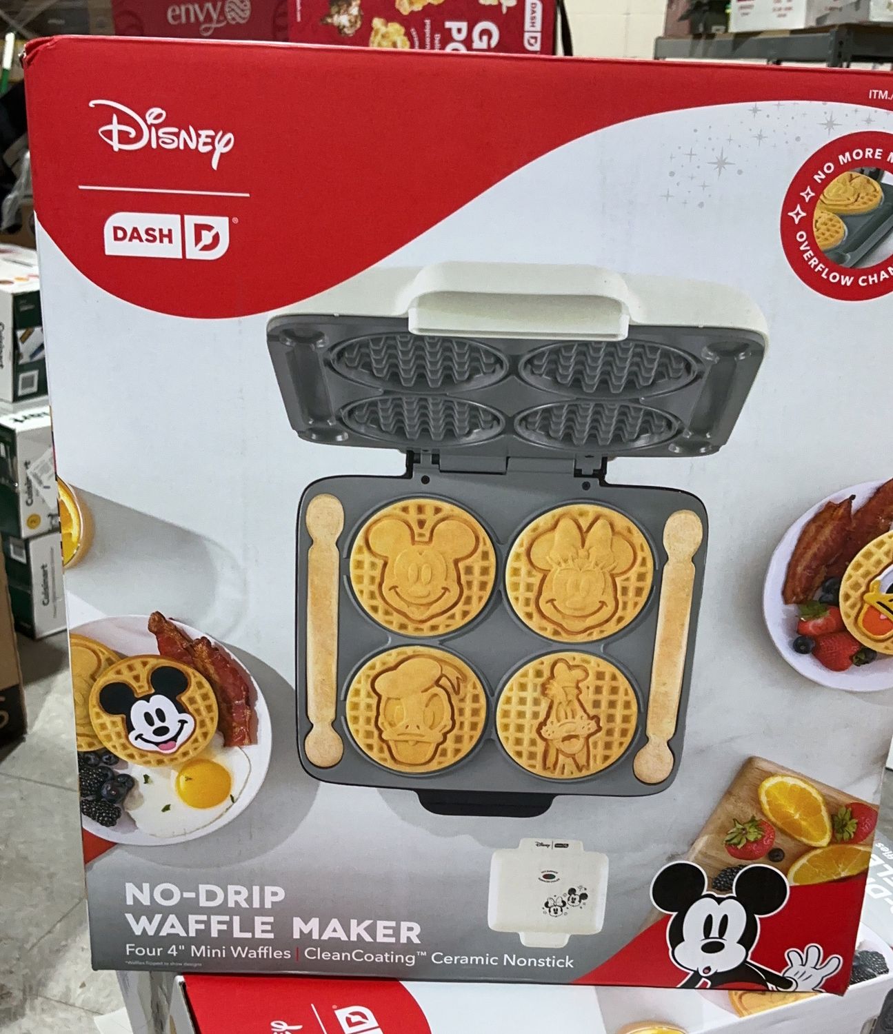 Disney Dash No-Drip Mini Waffle Maker – Mickey &amp; Friends (4 Mini Waffles) open box good condition