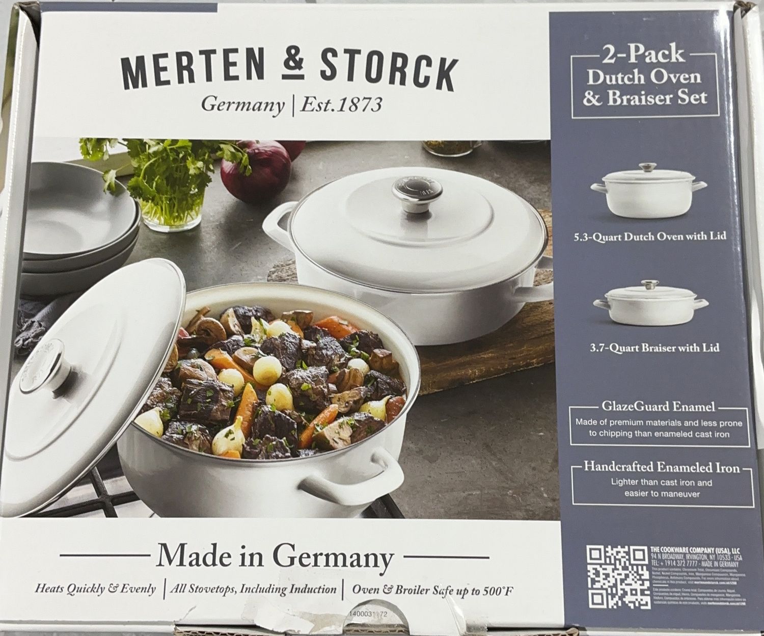 Merten &amp; Storck 2-Pack Dutch Oven &amp; Braiser Set – Made in Germany – Enamel Cast Iron like new