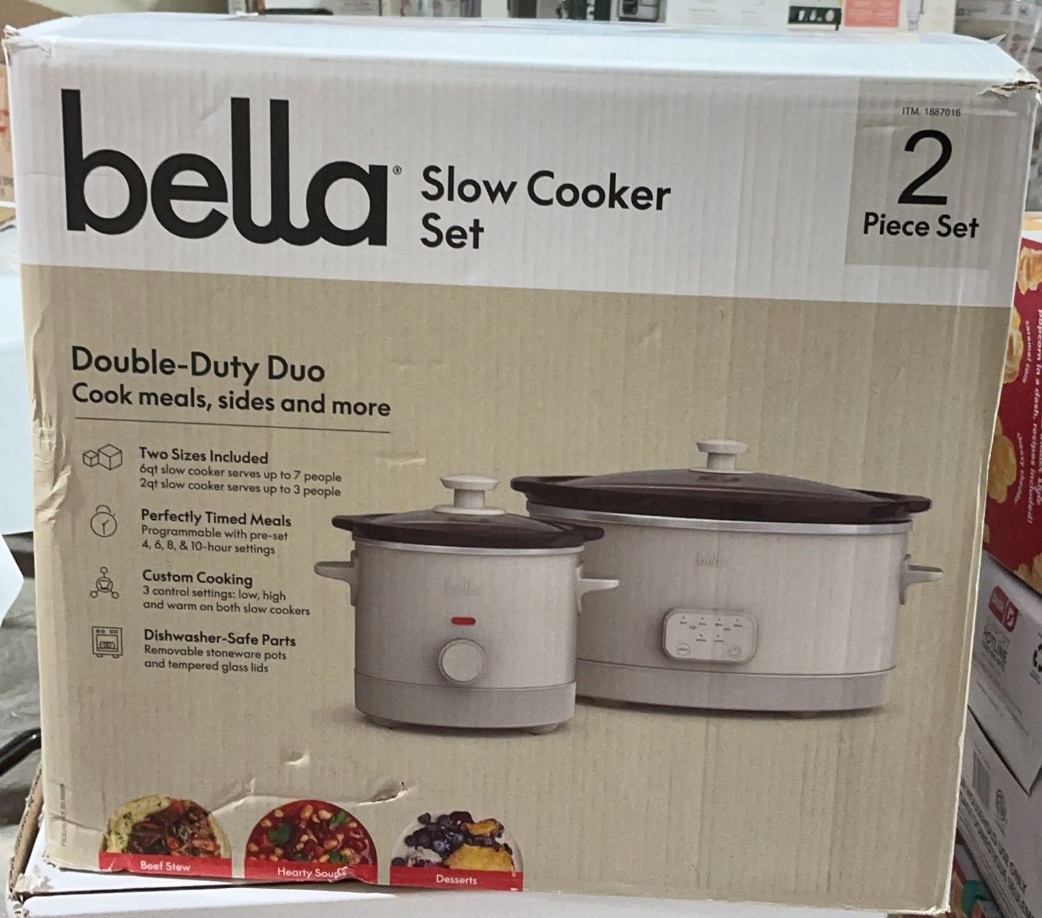 Bella Double-Duty Duo Slow Cooker Set – 2 Piece (6QT + 2QT) Used Good Condition