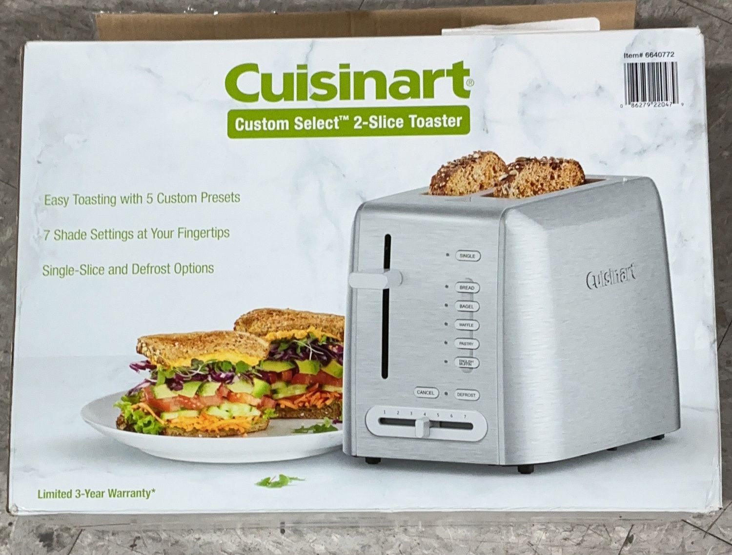 Cuisinart Custom Select 2-Slice Toaster – Stainless Steel Open Box Good Condition