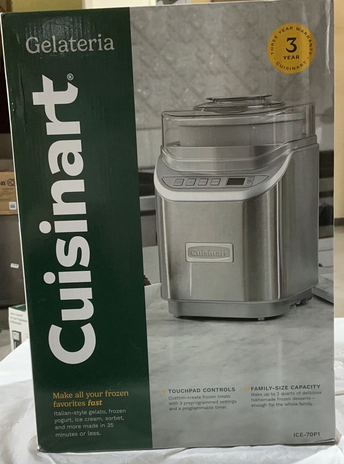Cuisinart Gelateria Ice Cream &amp; Gelato Maker ICE-70P1 – Stainless Steel like new