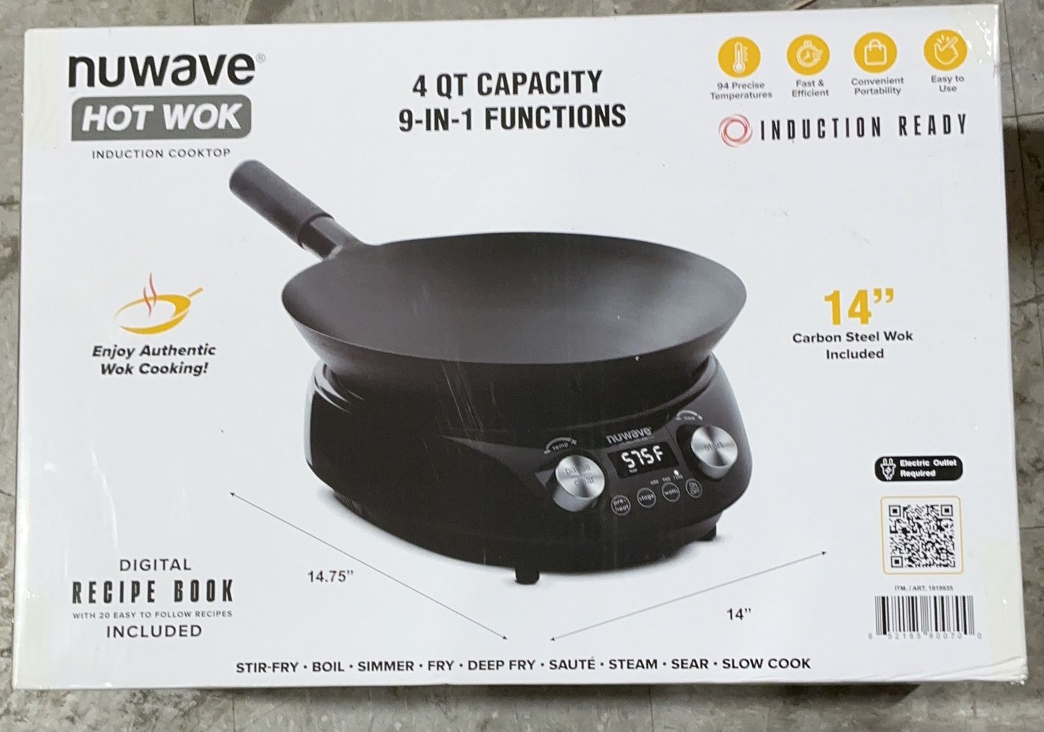 NuWave Hot Wok 4QT Induction Cooktop – 9-in-1 Functions -like new