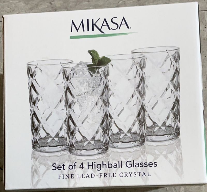 Mikasa Set of 4 Highball Glasses – Fine Lead-Free Crystal – like new