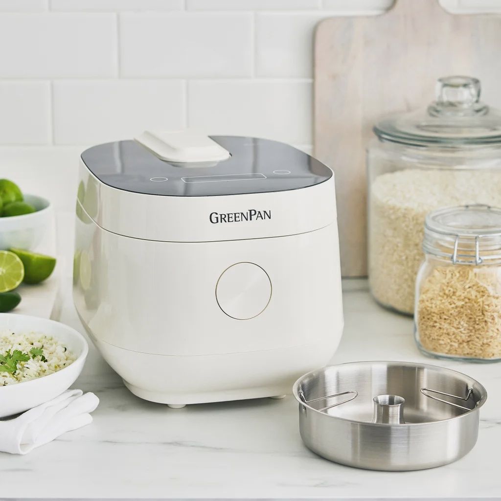 GreenPan 8-Cup Rice &amp; Grain Cooker with Carb-Reducing Technology white  like new