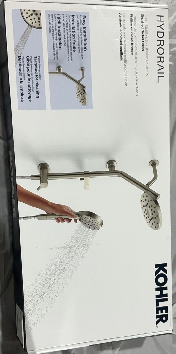 Kohler HydroRail Shower Column Kit with Handheld &amp; Rain Showerhead – Brushed Nickel - Like New