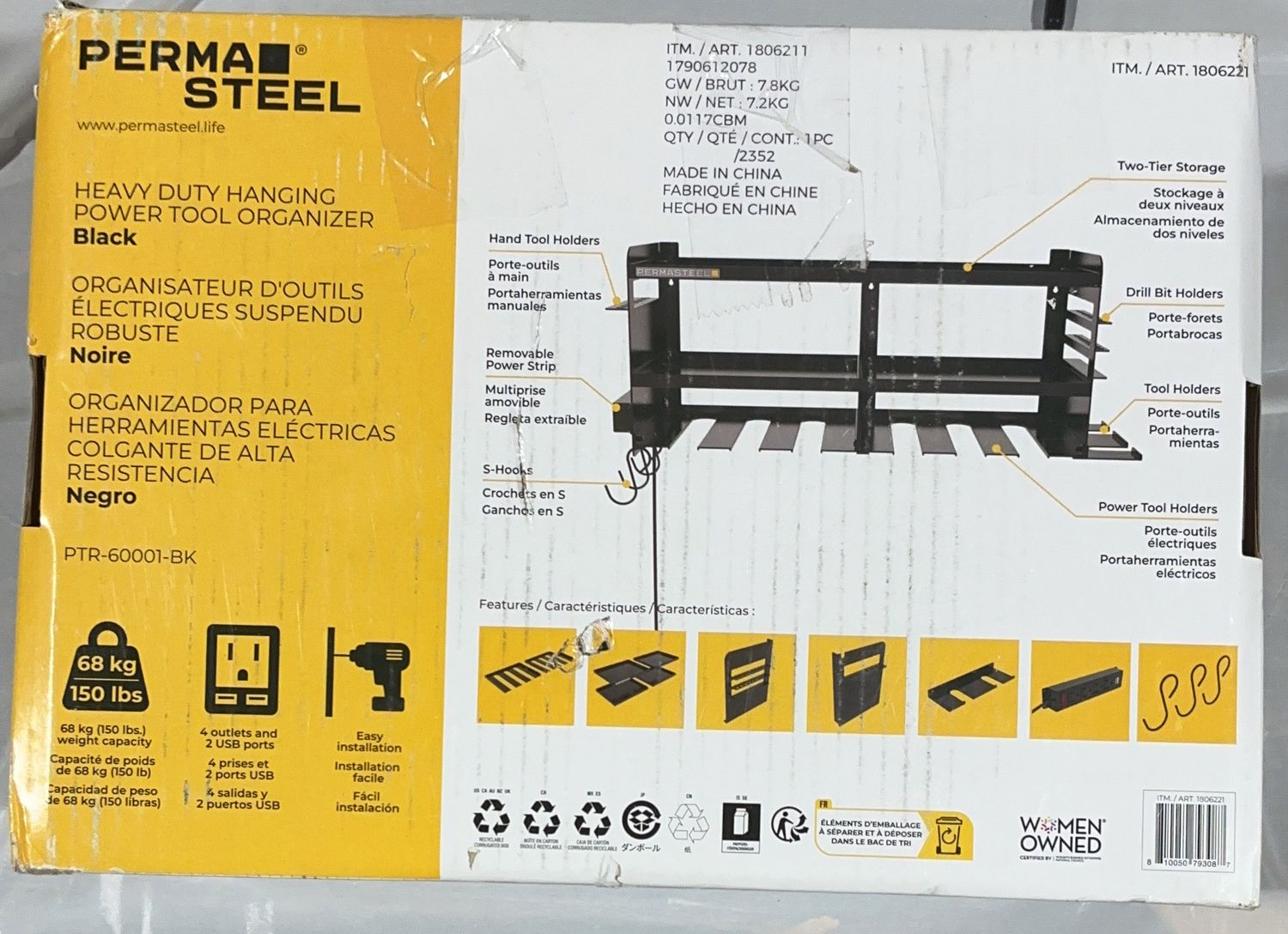 Perma Steel Heavy-Duty Hanging Power Tool Organizer – Black – like new