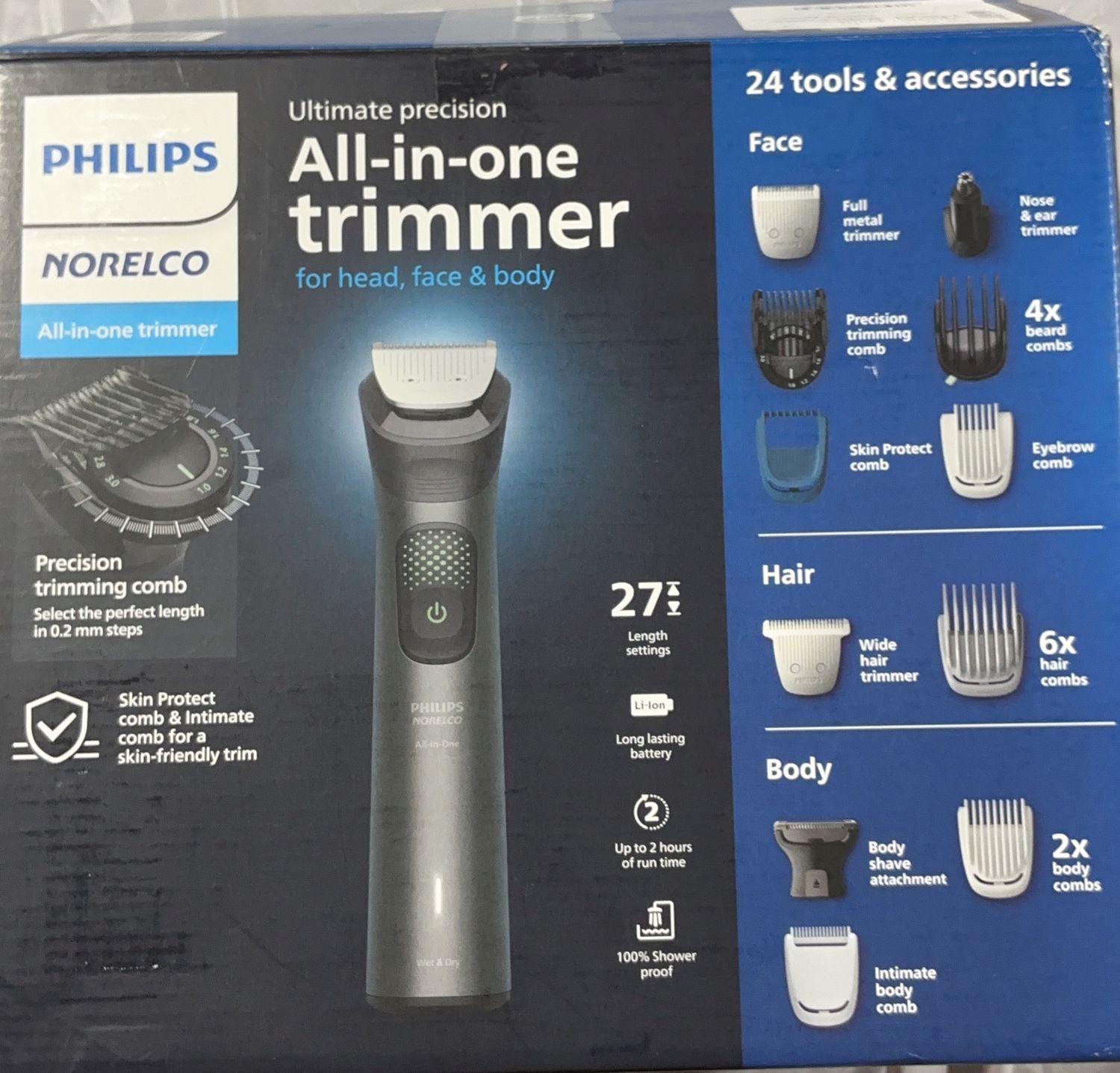 Philips Norelco All-in-One Trimmer – 24 Tools &amp; Accessories – Head, Face &amp; Body –used