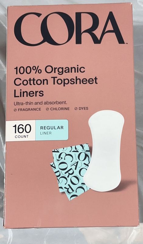 Cora 100% Organic Cotton Topsheet Liners – 160 Count Regular – like new