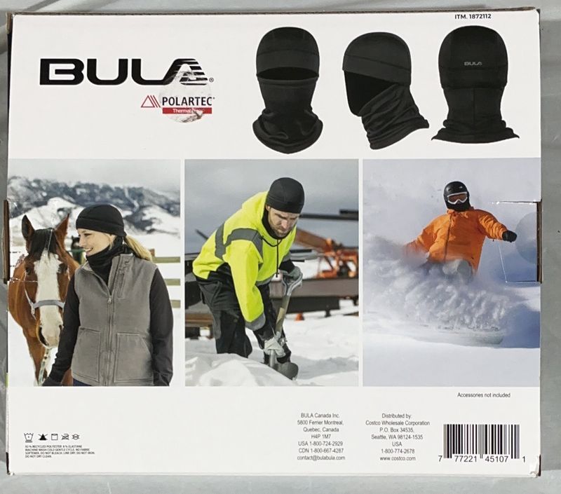 BULA Polartec Thermal Pro Balaclava – 2 Pack – L/XL – Black -used