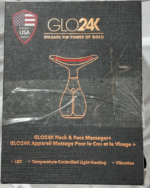 GLO24K Neck &amp; Face Massager+ – LED Heated Facial &amp; Neck Massaging Device used