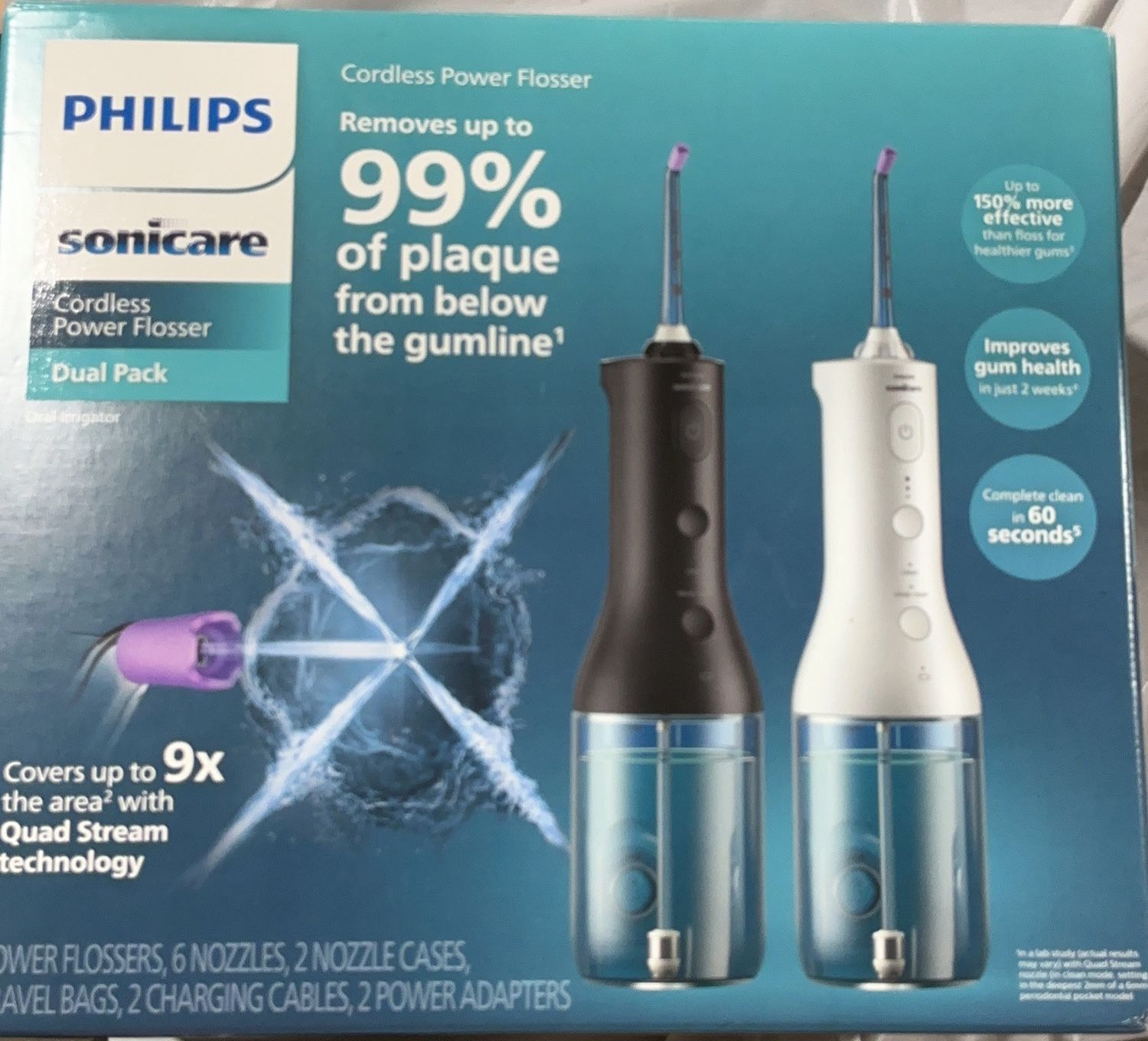 Philips Sonicare Cordless Power Flosser – Dual Pack – Quad Stream Technology used