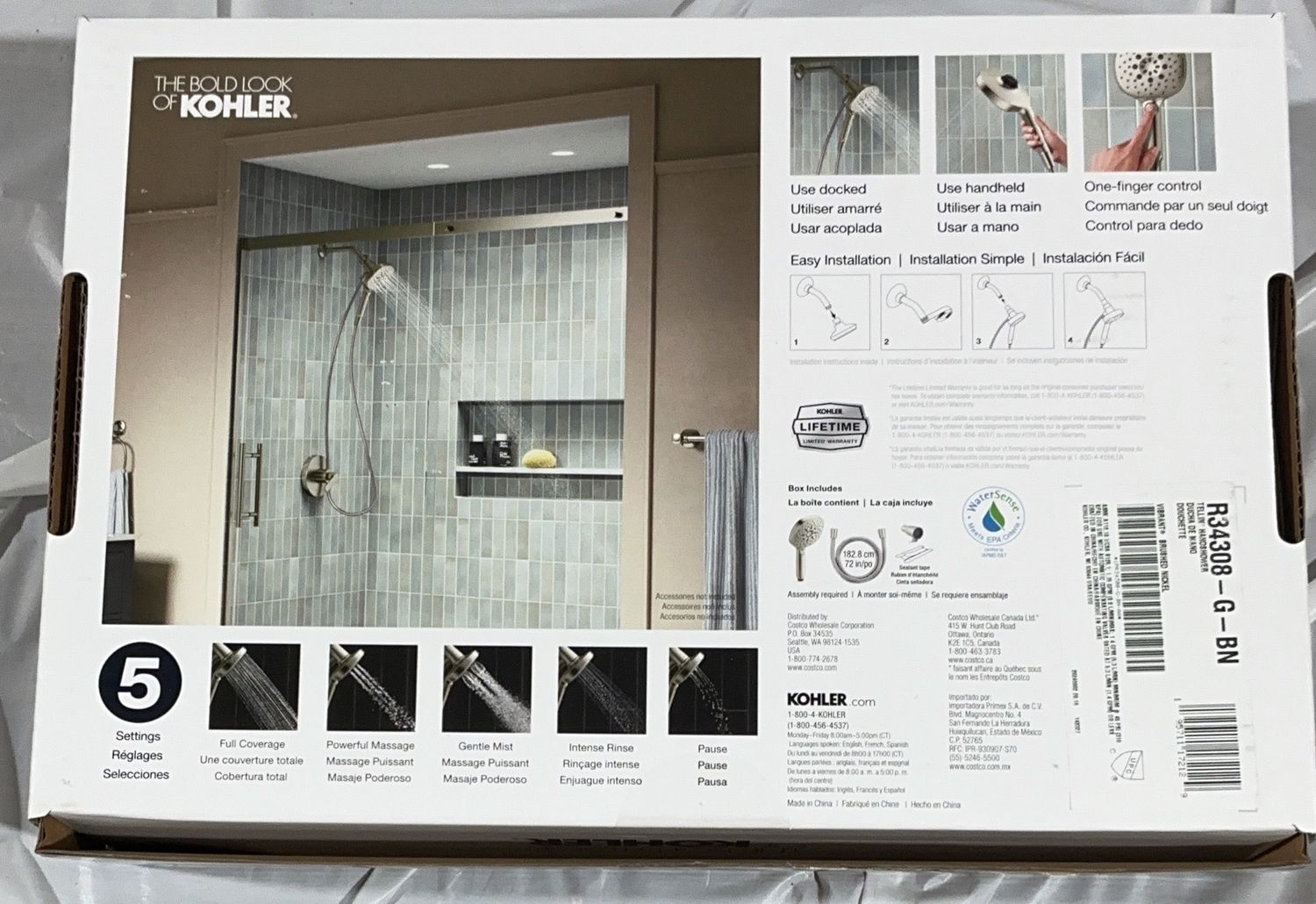 KOHLER Tellin Multifunction Handheld Showerhead – Brushed Nickel – 5 Spray Settings -used