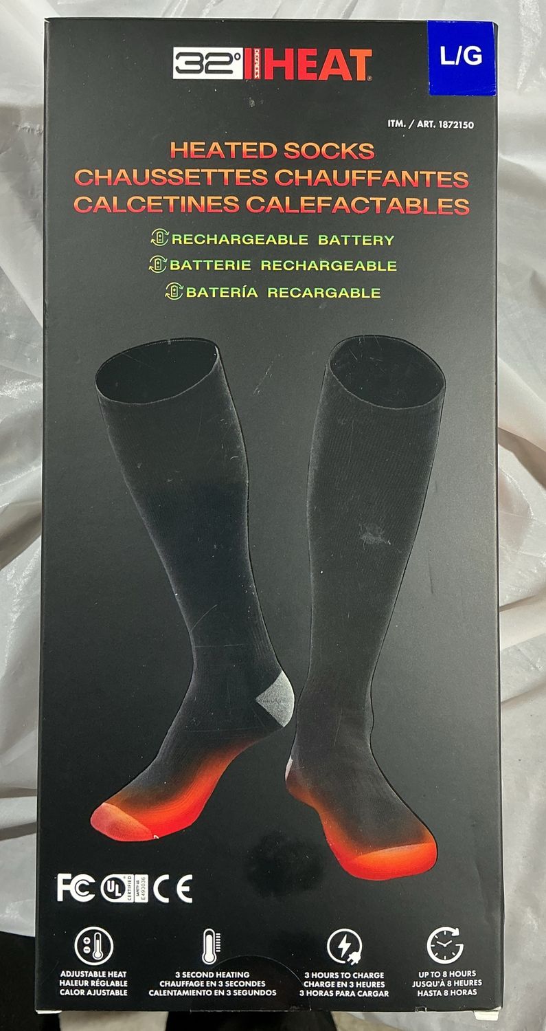 32° Heat Heated Socks – Rechargeable Battery – L/G Used