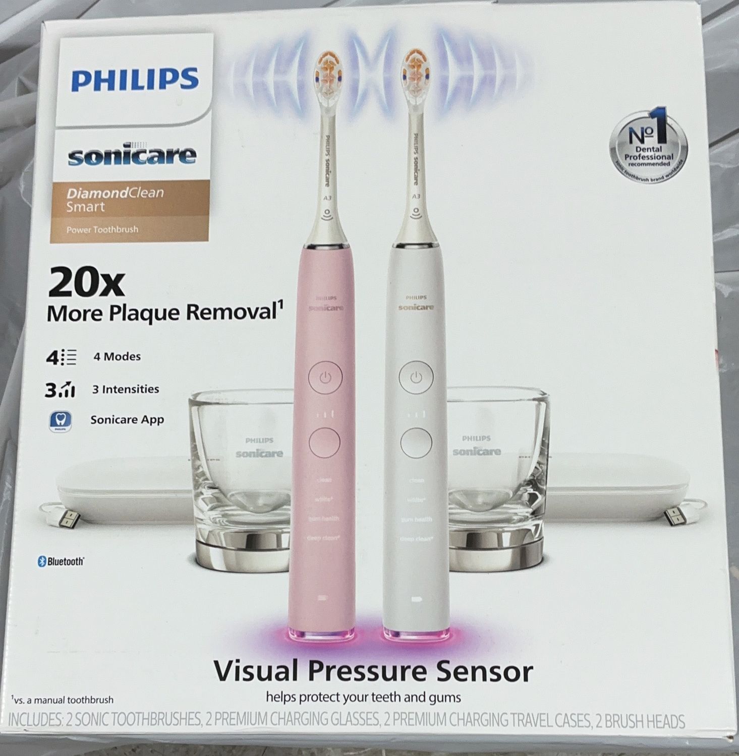 Philips Sonicare DiamondClean Smart Power Toothbrush Set – 2 Pack – Bluetooth-like new