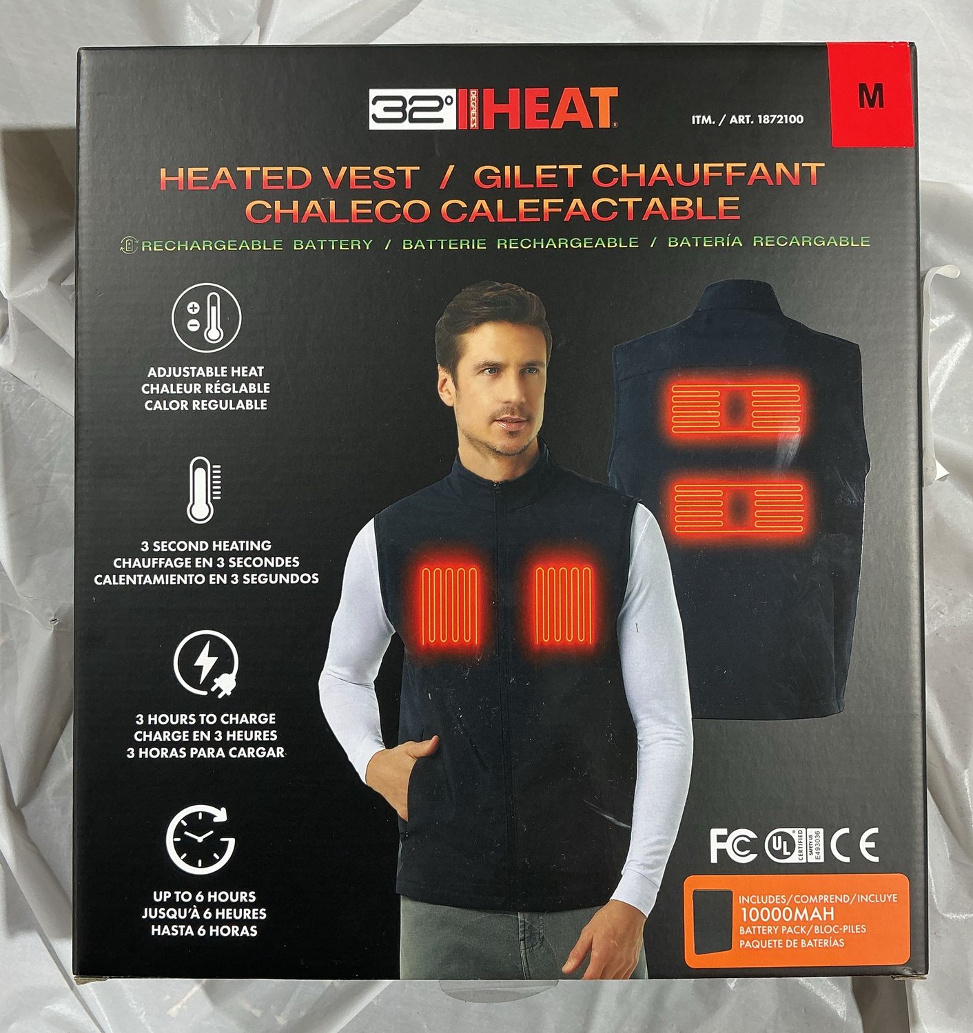 32 Degrees Heat Heated Vest – Rechargeable Battery Included – Size M New