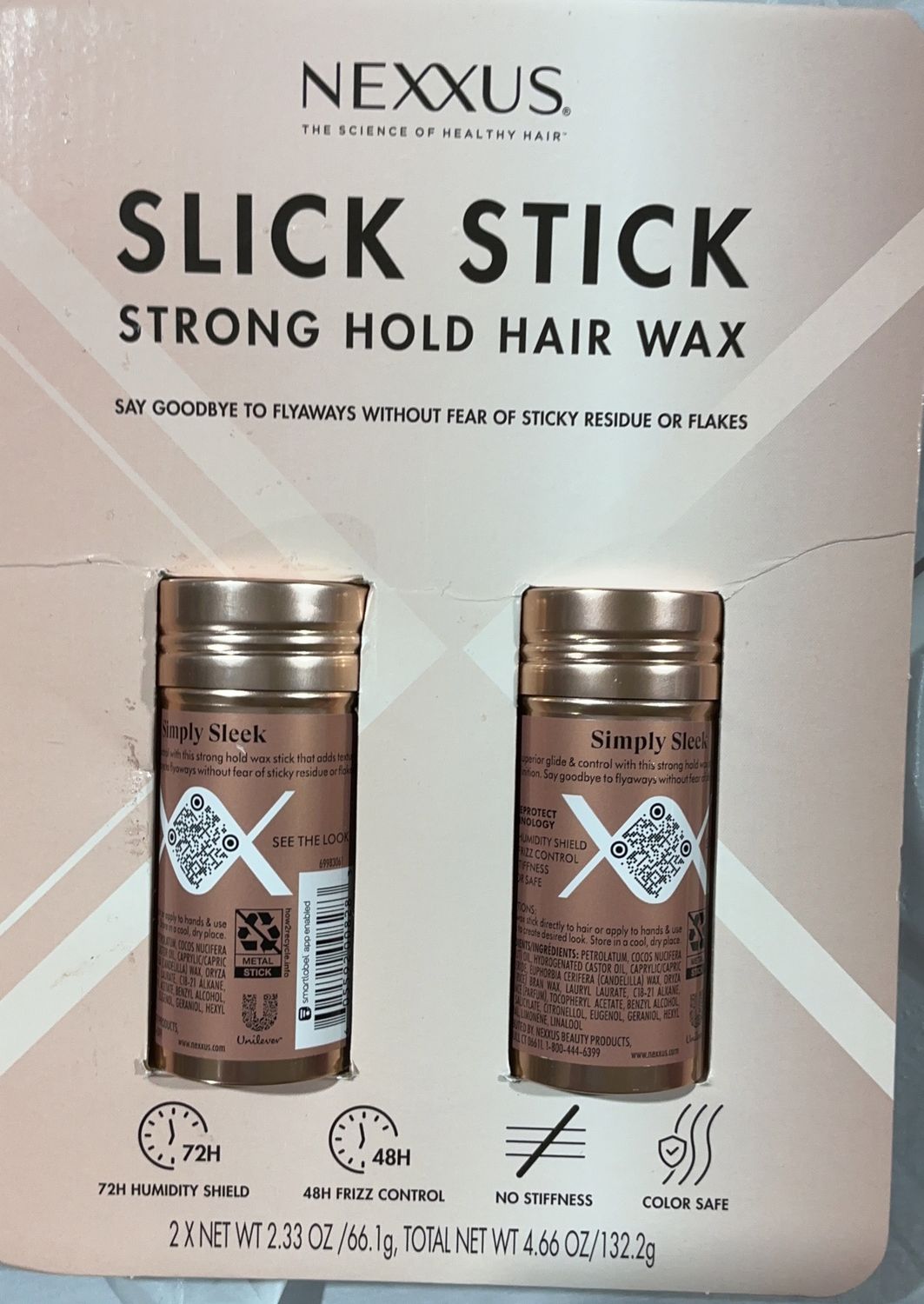 Nexxus Slick Stick Strong Hold Hair Wax – 2 Pack (2.33 oz Each) open box
