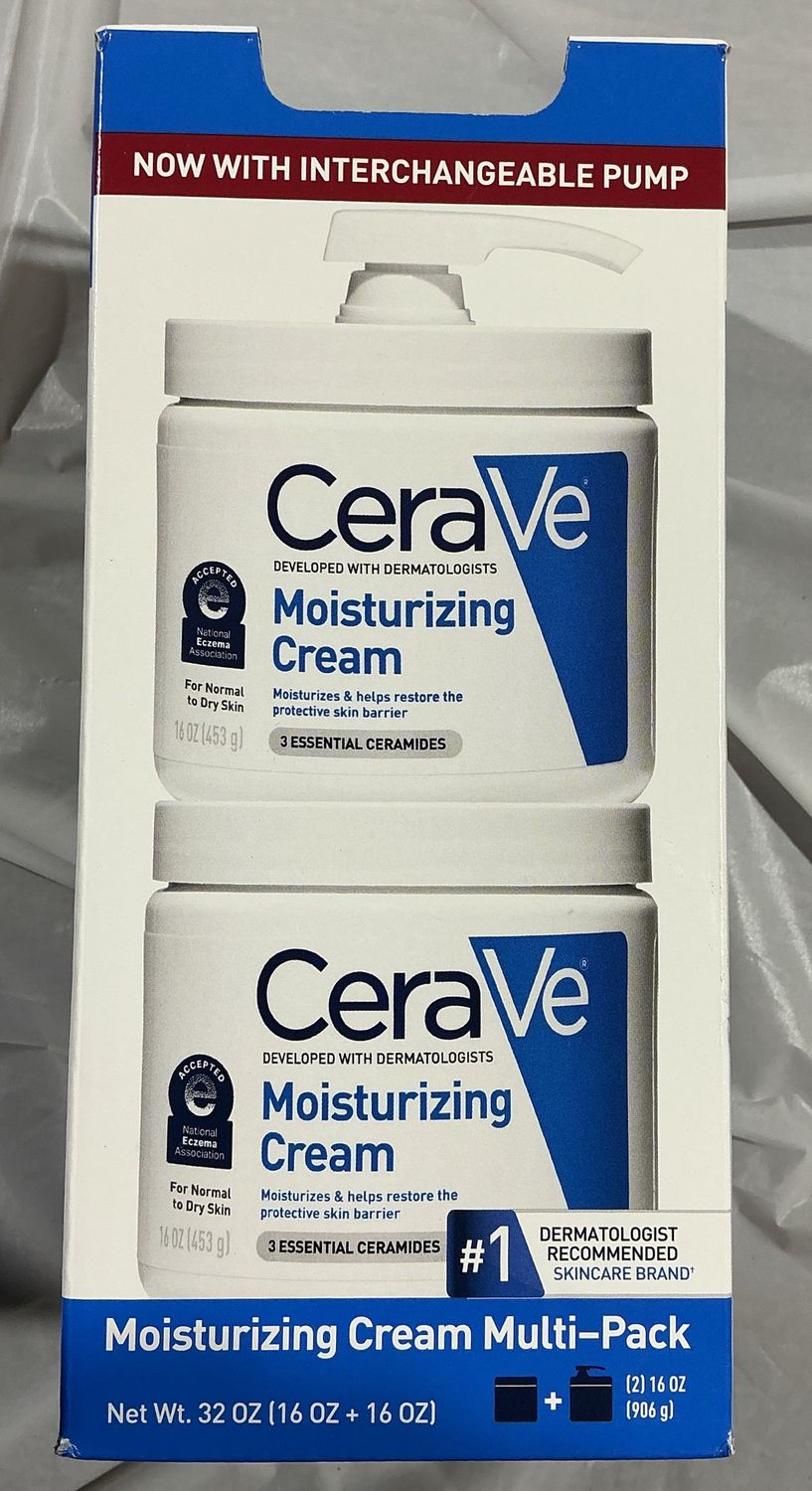 CeraVe Moisturizing Cream Multi-Pack – 2 x 16 oz with Interchangeable Pump new