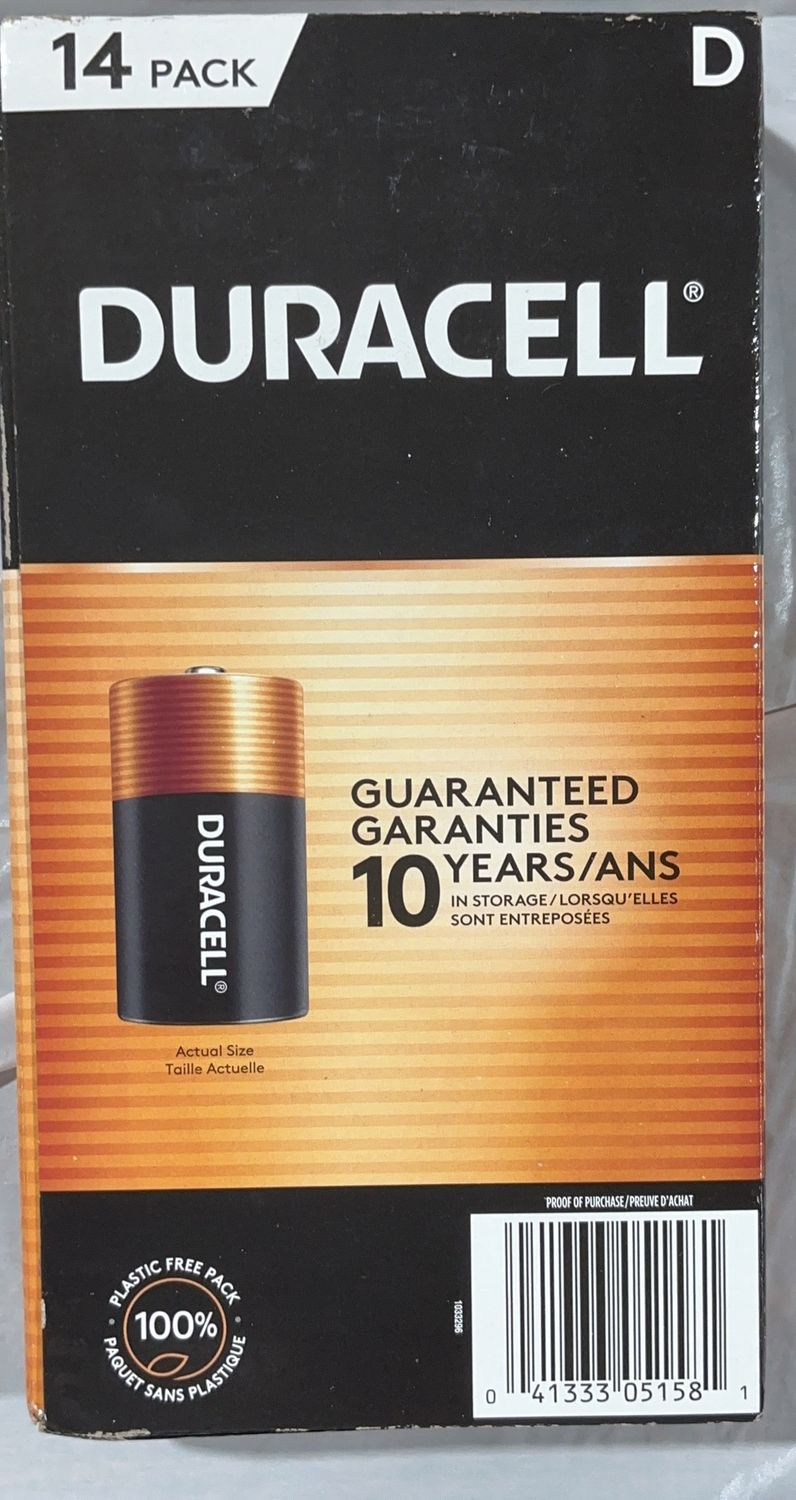 Duracell D Alkaline Batteries – 14 Pack – Long-Lasting Power open box