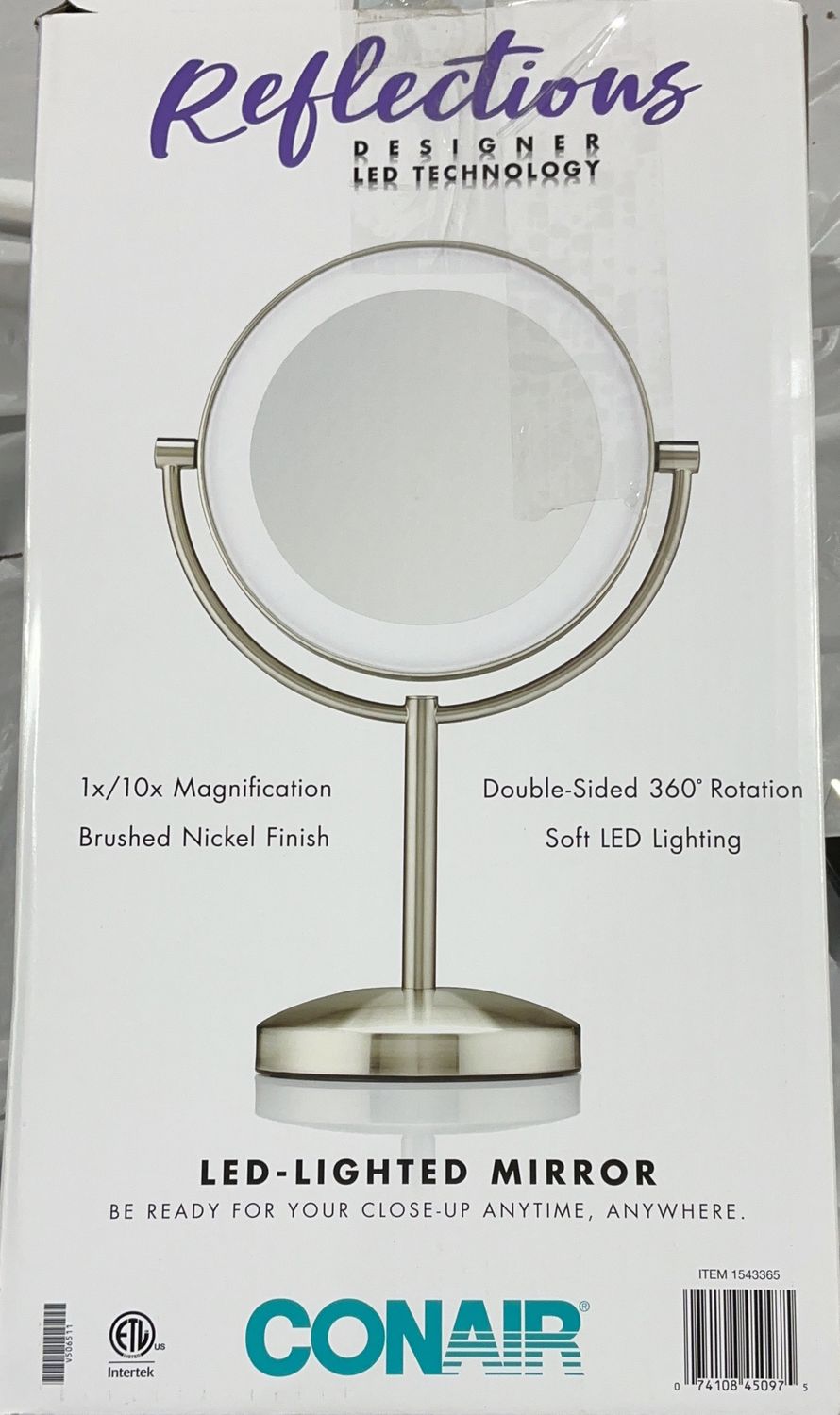 Conair Reflections Designer LED Lighted Mirror – 1x/10x Magnification – Brushed Nickel used