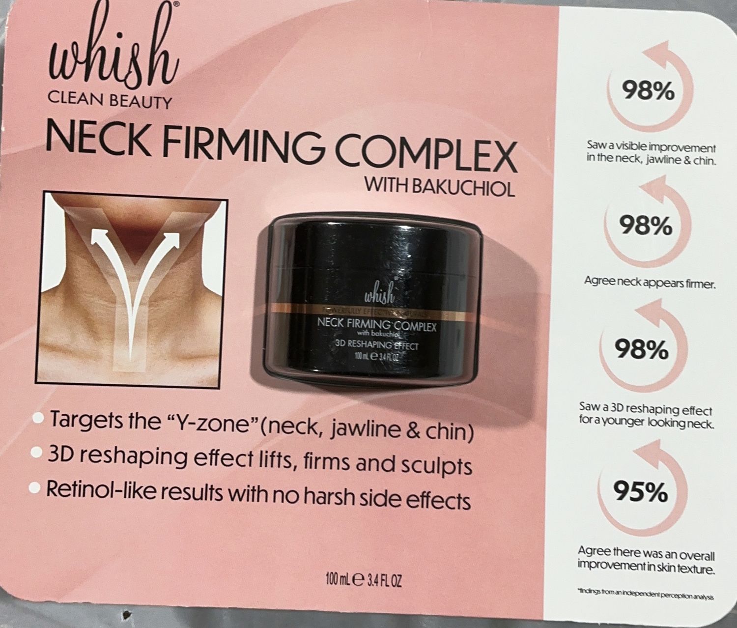 Whish Clean Beauty Neck Firming Complex with Bakuchiol – 3D Reshaping Effect – 3.4 fl oz new