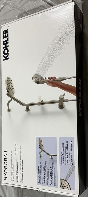 Kohler Hydrorail Shower Column Kit with Multifunction Showerhead &amp; Handshower – Brushed Nickel - Open Box