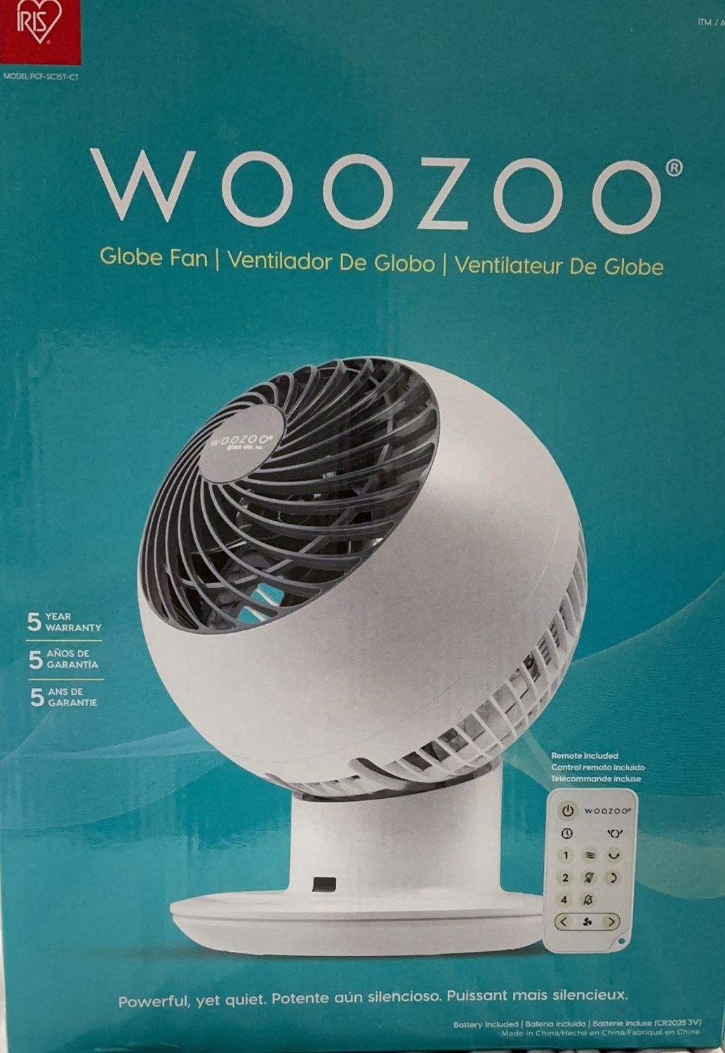 IRIS WOOZOO Globe Fan with Remote – Powerful, Ultra-Quiet Air Circulator - Open Box