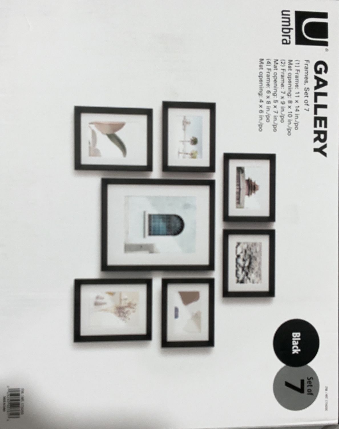 Umbra U Gallery Wall Frame Set – Black – Set of 7 Assorted Sizes - Like New