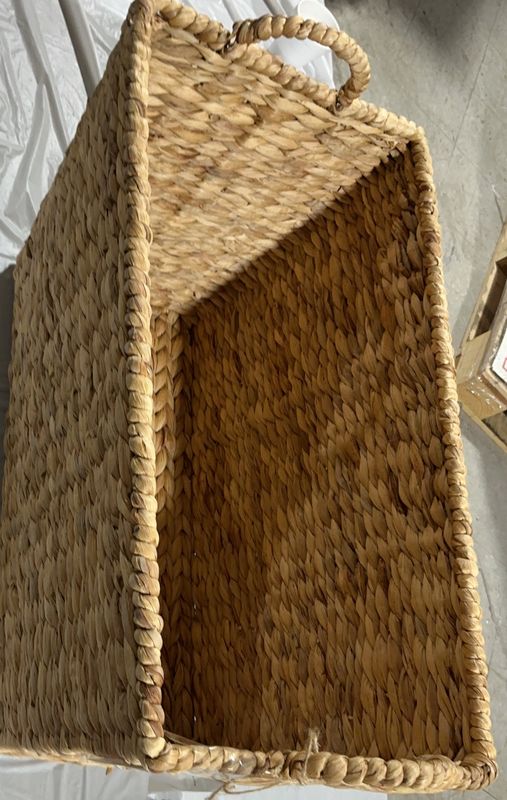 Handwoven Seagrass Storage Basket – Rectangular Natural Woven Bin - Open Box
