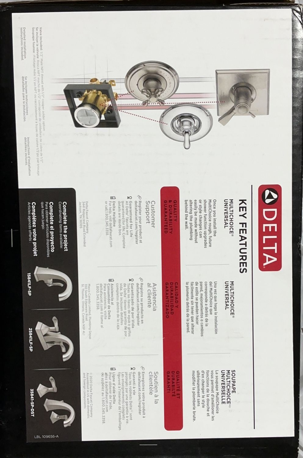 Delta 1795087 Shower &amp; Tub Kit – Brushed Nickel – 144841-SP Open Box