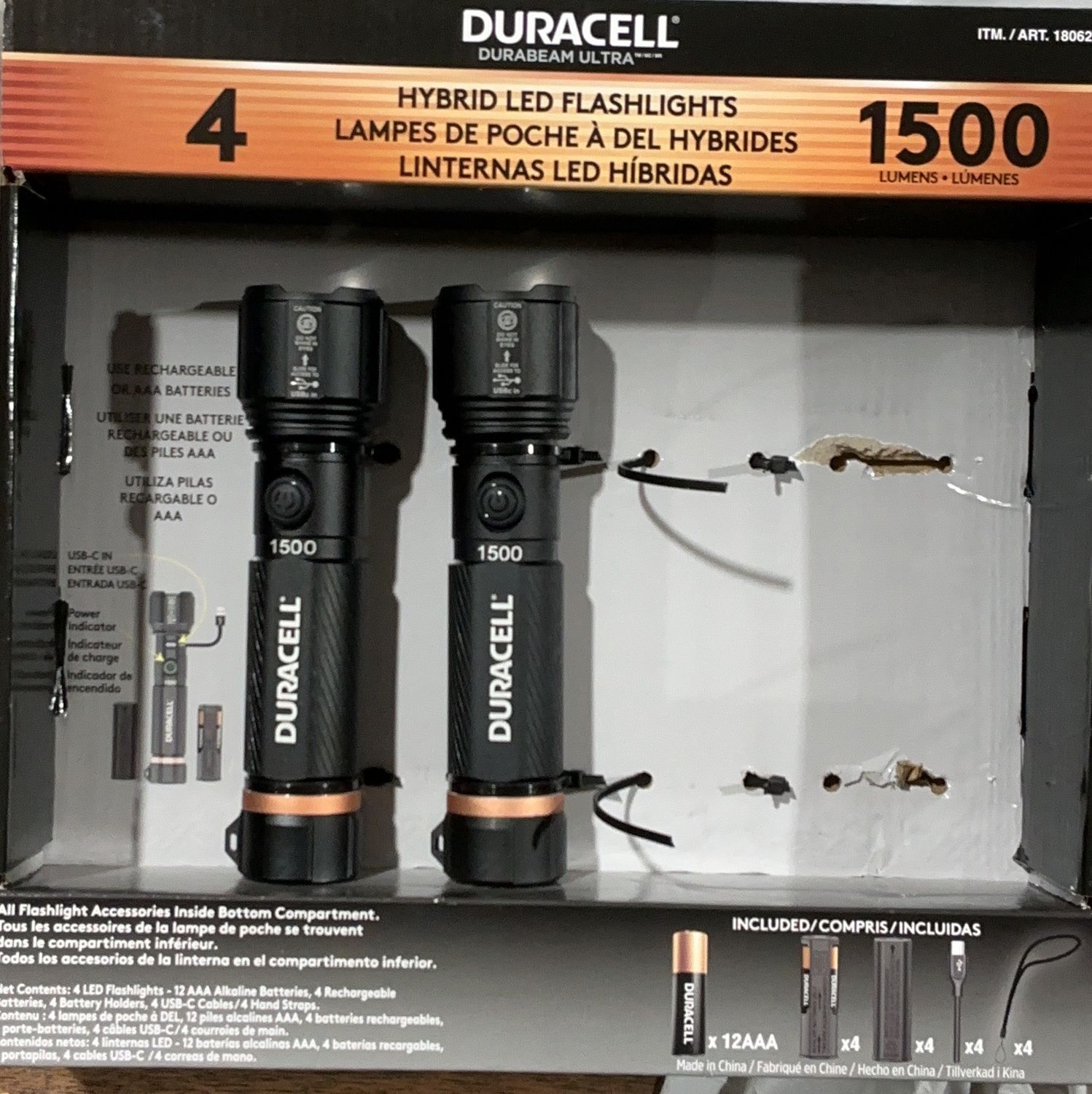 Duracell Durabeam Ultra Hybrid LED Flashlights – 2 Pack – 1500 Lumens Missing Parts