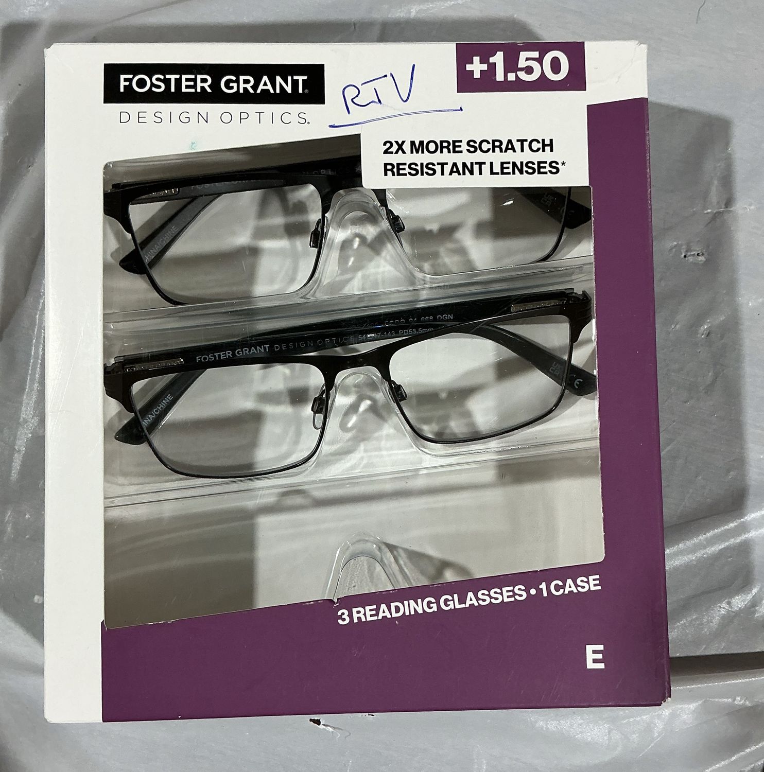 Foster Grant Design Optics Reading Glasses 2-Pack – +1.50 – Black Frames with Case( open box)