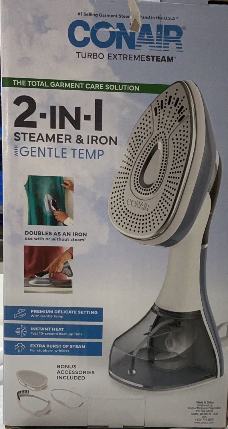 Conair Turbo ExtremeSteam 2-in-1 Handheld Garment Steamer &amp; Iron with Gentle Temp - Like New