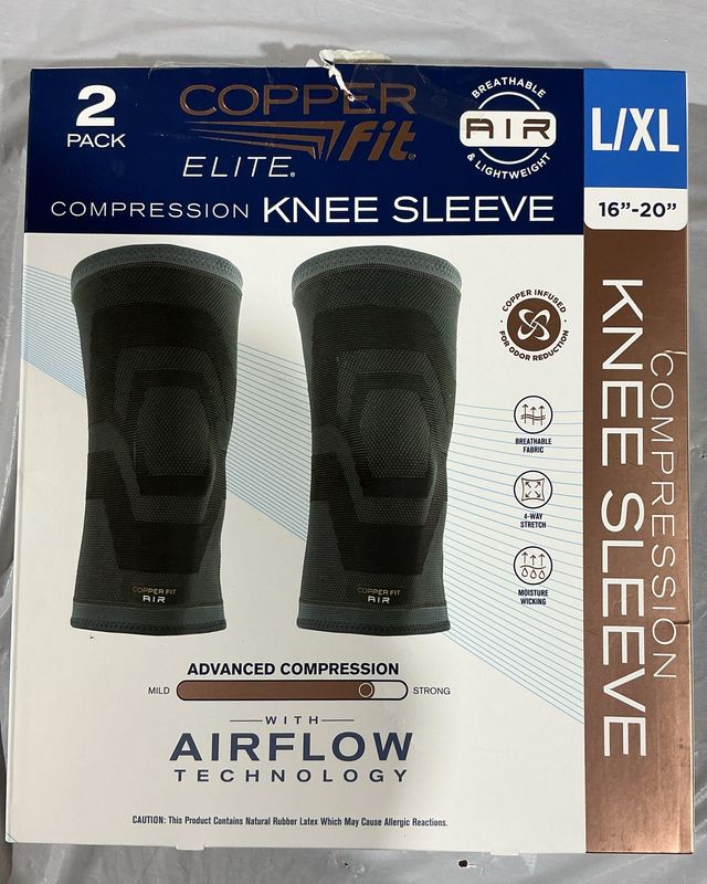 Copper Fit Elite Air Compression Knee Sleeve 2-Pack – L/XL (16”–20”)(Open Box)