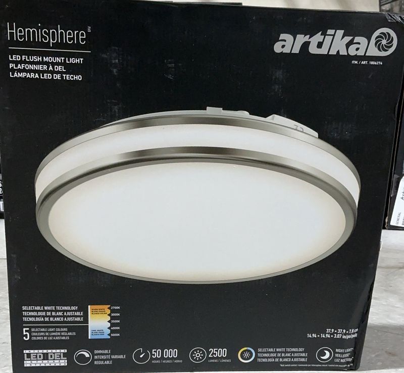 Artika Hemisphere LED Flush Mount Ceiling Light – 2500 Lumens with Selectable White - Open Box