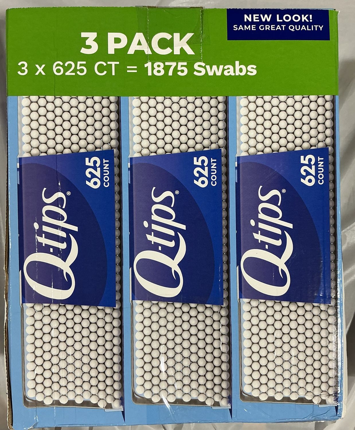 Q-tips Cotton Swabs 3 Pack – 1,875 Total Swabs (625 Count Each)-New