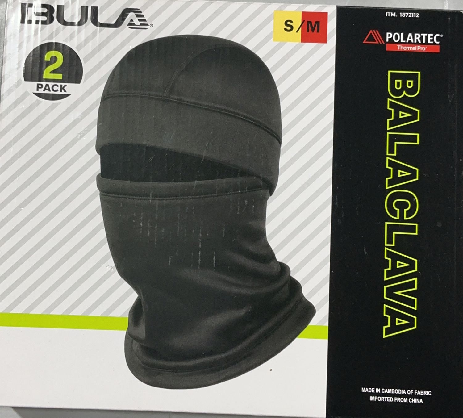 BUUA Polartec Thermal Pro Balaclava – 2 Pack – Black – S/M Open Box