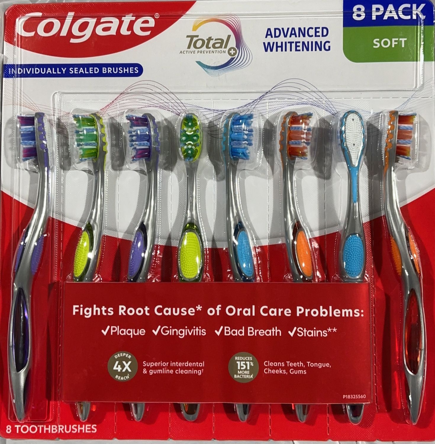 Colgate Total Advanced Whitening Toothbrushes – Soft Bristles – 8 Pack - New